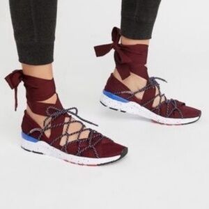 RARE Free People x Faryl Robin Vegan Zodiac Wrap Sneakers ankle ribbons